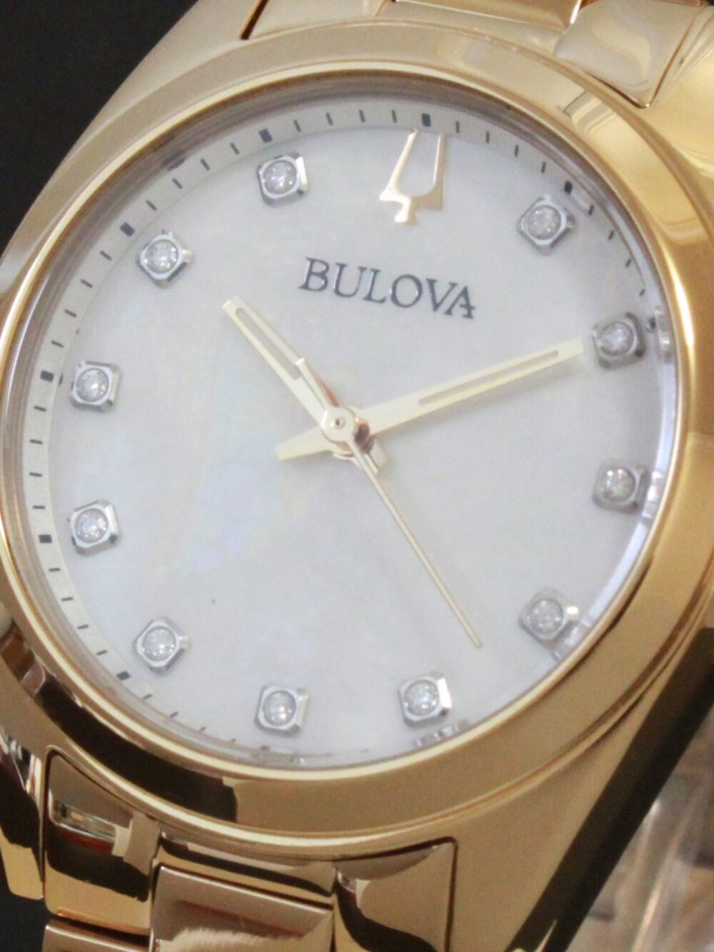 Bulova Ladies Surveyor Quartz Watch Diamond Indices MOP Dial Gold Tone 31mm - Picture 12 of 12